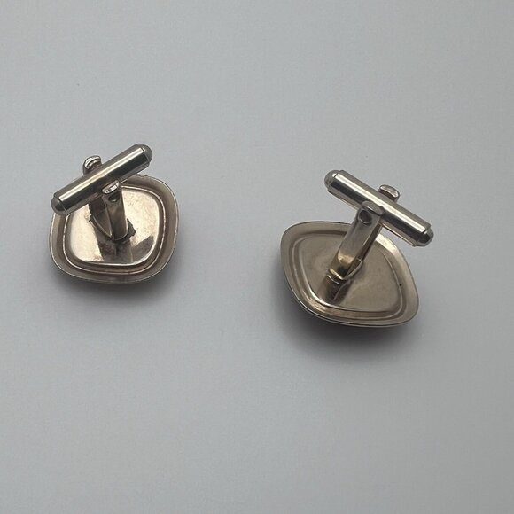 MENS VINTAGE INTRICATE PATTERNED RED GEM GOLD TONE‎ CUFF LINKS - Picture 3 of 5